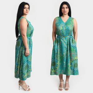 Green Belted Sleeveless Midi Dress Size 14-30 B3