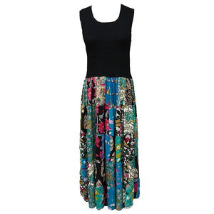 Black Bodice Cotton Patchwork Sleeveless Dress UK size 14-24 P1