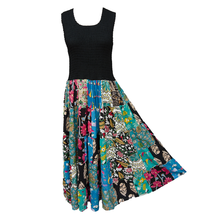 Load image into Gallery viewer, Black Bodice Cotton Patchwork Sleeveless Dress UK size 14-24 P1