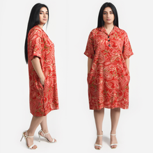 Load image into Gallery viewer, Red Viscose Shirt Dress Size 12-30 SO2