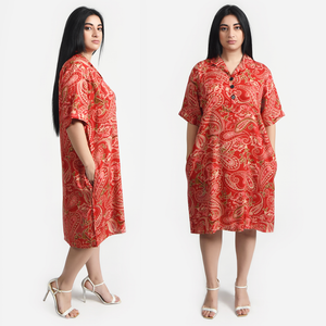 Red Viscose Shirt Dress Size 12-30 SO2