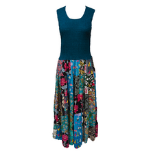 Load image into Gallery viewer, Teal Bodice Cotton Patchwork Sleeveless Dress UK size 14-24 P2