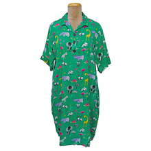 Load image into Gallery viewer, Green Wild Viscose Shirt Dress Size 12-30 SO3