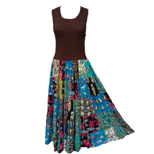 Load image into Gallery viewer, Brown Bodice Cotton Patchwork Sleeveless Dress UK size 14-24 P3