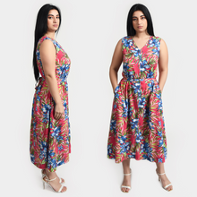 Load image into Gallery viewer, Pink Belted Sleeveless Midi Dress Size 14-30 B1