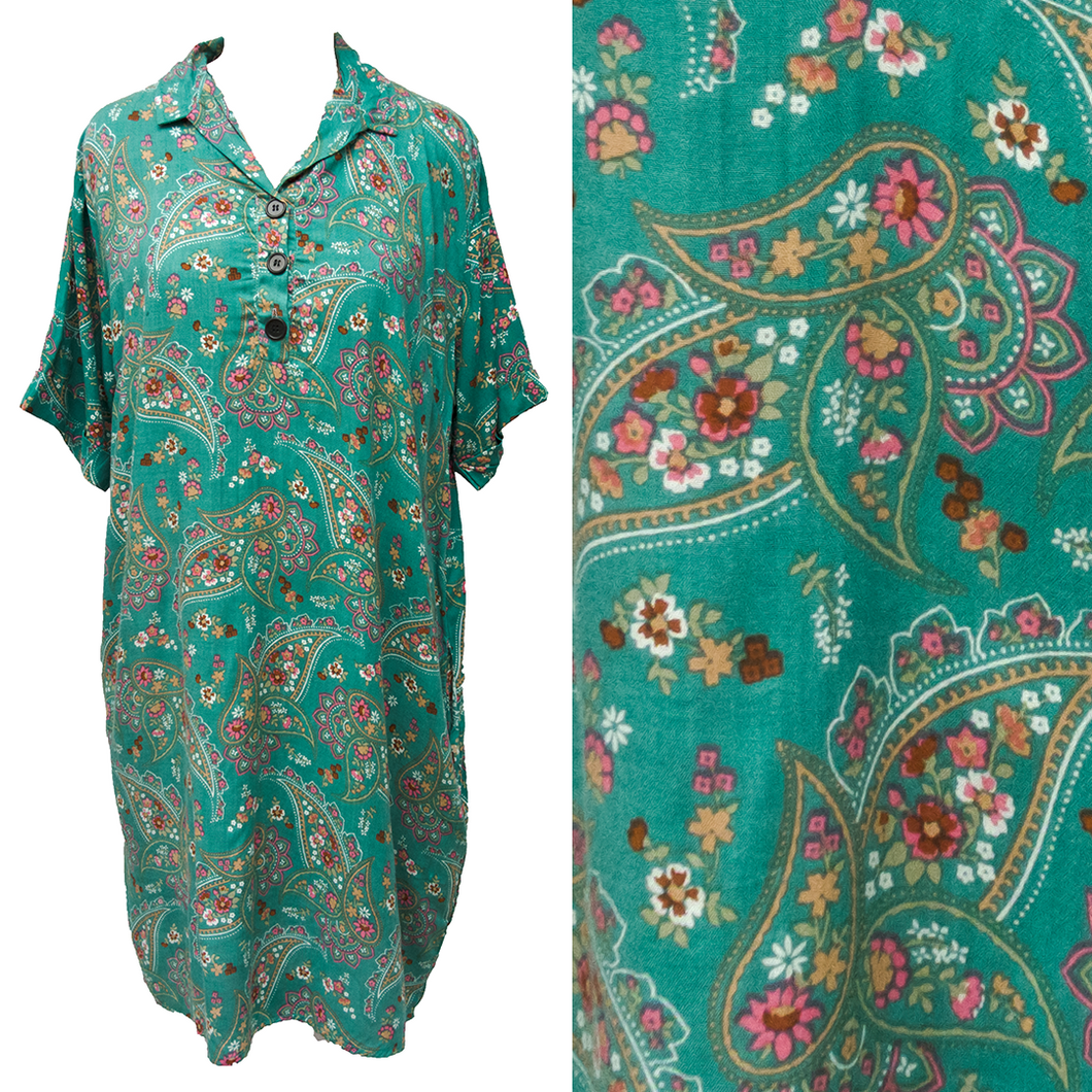 Jade Green Viscose Shirt Dress Size 12-30 SJ4
