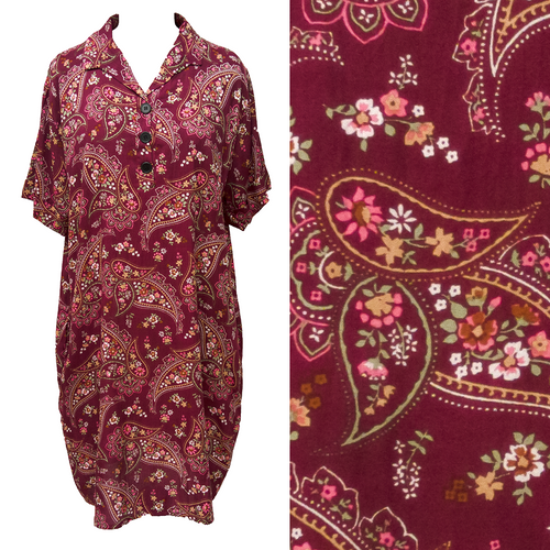 Burgundy Viscose Shirt Dress Size 12-30 SJ5