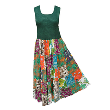 Load image into Gallery viewer, Green Bodice Cotton Patchwork Sleeveless Dress UK size 14-24 P5