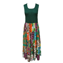 Load image into Gallery viewer, Green Bodice Cotton Patchwork Sleeveless Dress UK size 14-24 P5