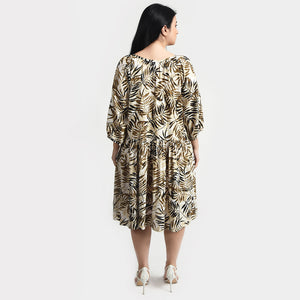 Cream Gathered Dress Size 12-30 F9