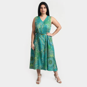 Green Belted Sleeveless Midi Dress Size 14-30 B3