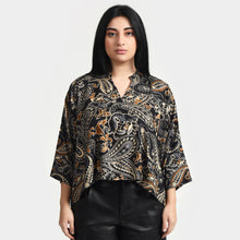 Load image into Gallery viewer, Black Paisley Crop Top OneSize 8-18