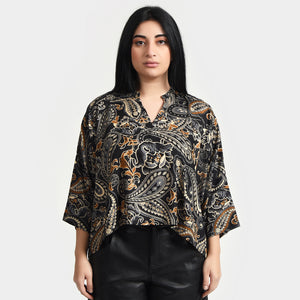 Black Paisley Crop Top OneSize 8-18