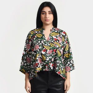 Black floral Crop Top OneSize 8-18