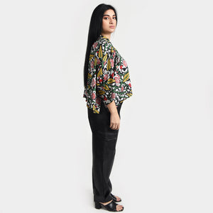 Black floral Crop Top OneSize 8-18