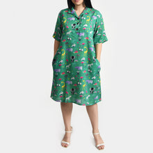 Load image into Gallery viewer, Green Wild Viscose Shirt Dress Size 12-30 SO3