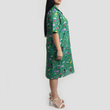 Load image into Gallery viewer, Green Wild Viscose Shirt Dress Size 12-30 SO3