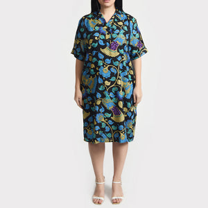 Black Birds Viscose Shirt Dress Size 12-30 SO10