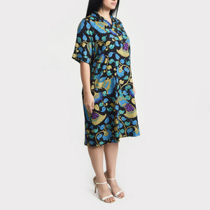 Black Birds Viscose Shirt Dress Size 12-30 SO10