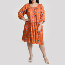 Load image into Gallery viewer, Orange Wild Gathered Dress Size 12-30 F6