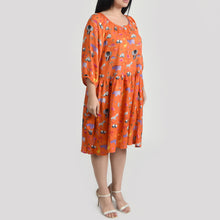 Load image into Gallery viewer, Orange Wild Gathered Dress Size 12-30 F6