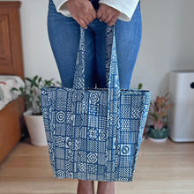 Load image into Gallery viewer, Indigo Quilted Tote Bag