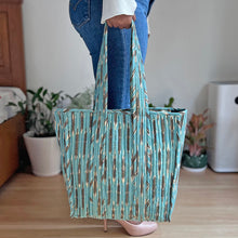Load image into Gallery viewer, Ikat Handloom Quilted Tote Bag