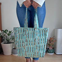Load image into Gallery viewer, Ikat Handloom Quilted Tote Bag