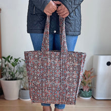 Load image into Gallery viewer, Hand Printed Quilted Tote Bag
