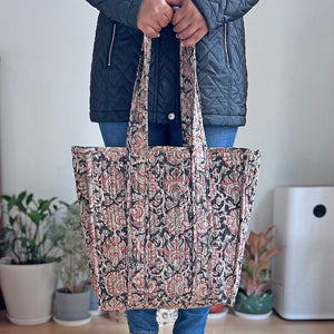 Hand Printed Quilted Tote Bag