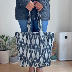 Ikat Handloom Quilted Tote Bag