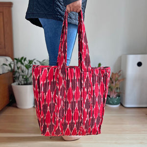 Ikat Handloom Quilted Tote Bag