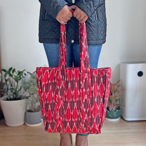 Ikat Handloom Quilted Tote Bag