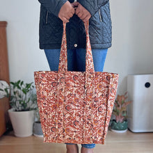 Load image into Gallery viewer, Hand Printed Quilted Tote Bag