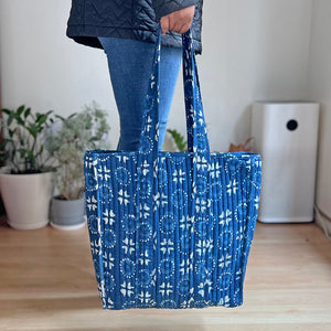 Indigo Quilted Tote Bag
