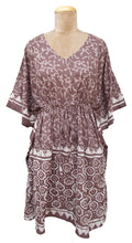 Load image into Gallery viewer, Coffee 39&quot; Brown Batik Print Cotton Belted Kaftan One Size 12 to 24 D9