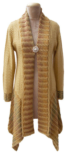Gold Winter Knitted Long Sleeve Cardigan Size 10 12 14