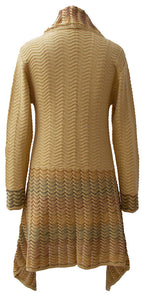 Gold Winter Knitted Long Sleeve Cardigan Size 10 12 14