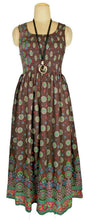 Load image into Gallery viewer, Brown 100% cotton sleeveless long dress with magic stretchable chest UK size 10-14