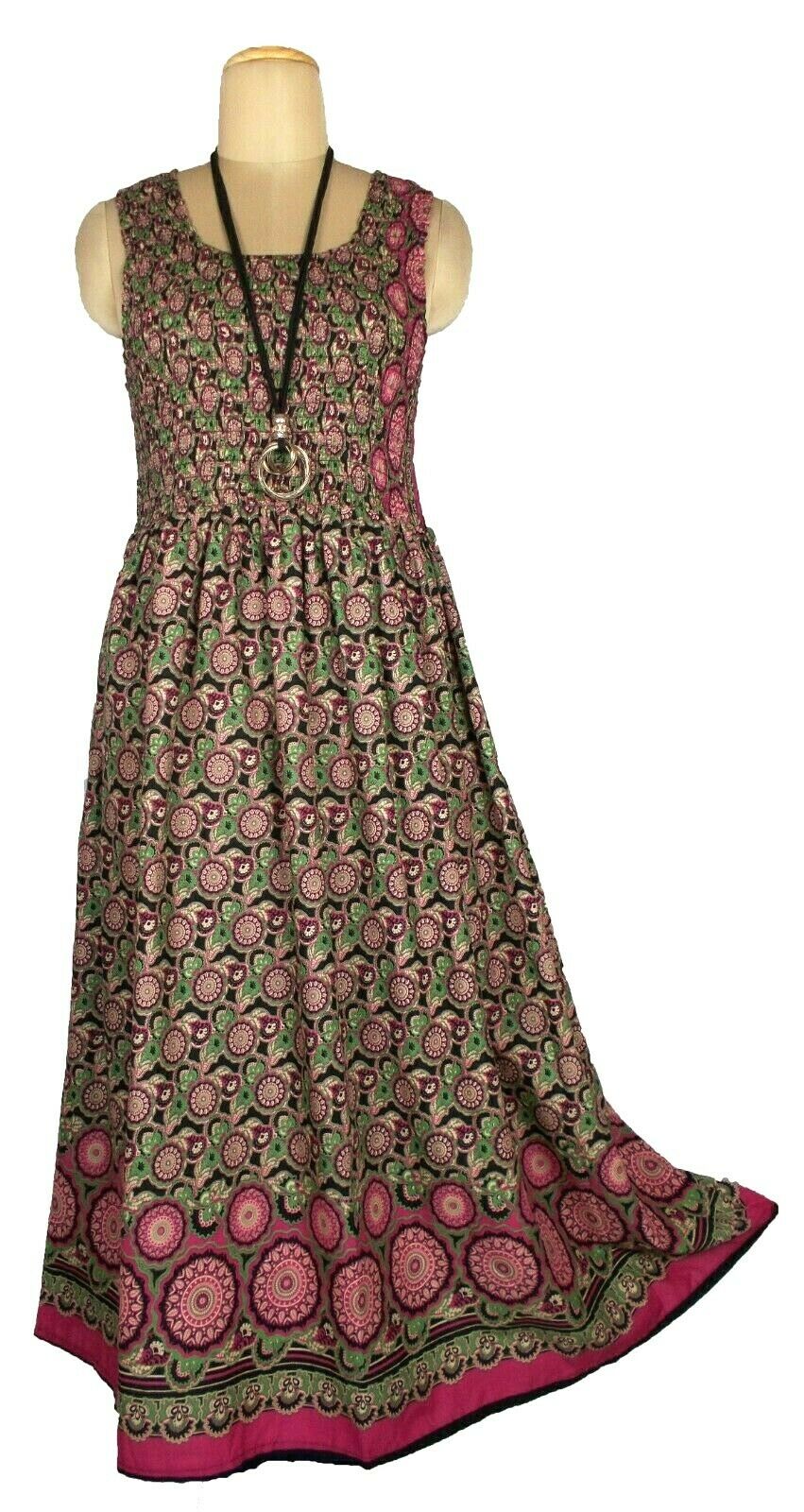 100% cotton sleeveless long dress with magic stretchable chest UK size 10-14