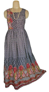 B 100% cotton sleeveless long dress with magic stretchable chest UK size 10-14