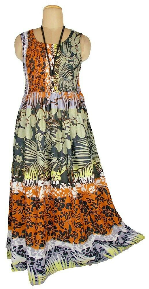 100% cotton sleeveless long dress with magic stretchable chest UK size 10-14