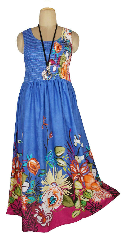 100% cotton sleeveless long dress with magic stretchable chest UK size –  The Global Mandala Clothing Co
