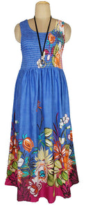 100% cotton sleeveless long dress with magic stretchable chest UK size 10-14