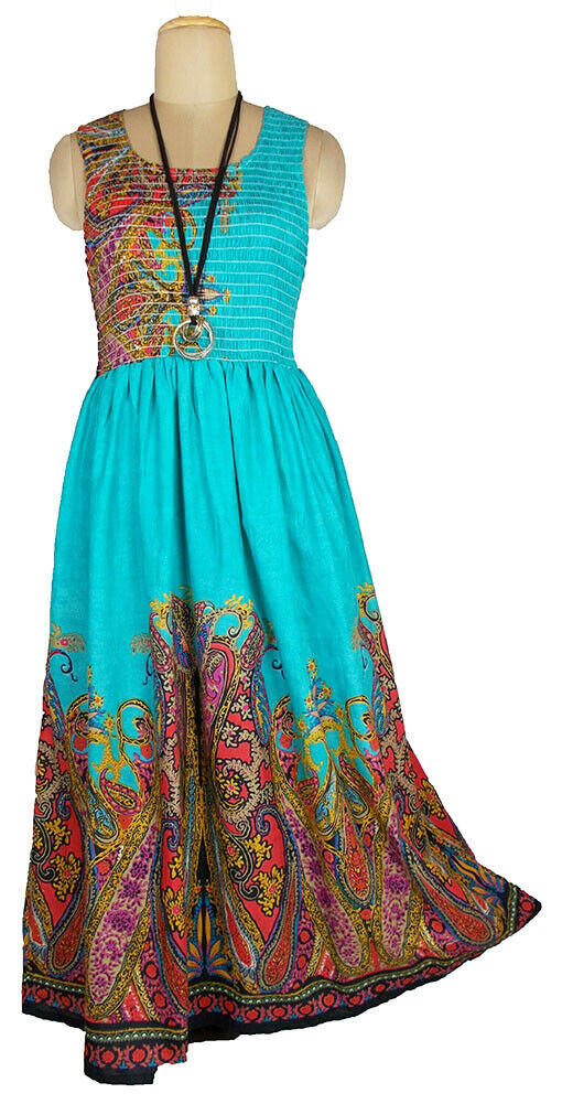 100% cotton sleeveless long dress with magic stretchable chest UK size 10-14