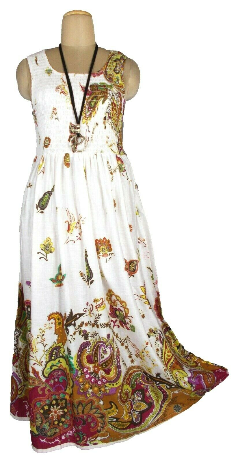 100% cotton sleeveless long dress with magic stretchable chest UK size 10-14