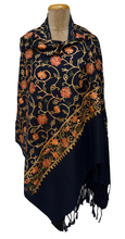 Load image into Gallery viewer, Deep Navy Embroidered Shawl S59