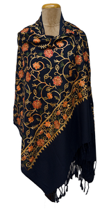 Deep Navy Embroidered Shawl S59