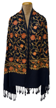 Load image into Gallery viewer, Deep Navy Embroidered Shawl S59