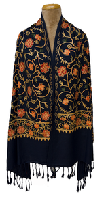 Deep Navy Embroidered Shawl S59